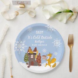 Fox Winter Baby shower Het is koud buiten Papieren Bordje