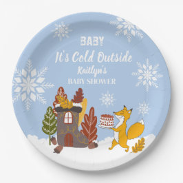 Fox Winter Baby shower Het is koud buiten Papieren Bordje