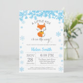 Fox Winter Blue Boy Baby shower Snowflake Kaart (Staand voorkant)