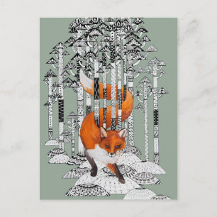 Fox winter briefkaart