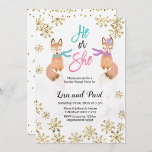 Fox Winter Gold gender onthullen uitnodiging