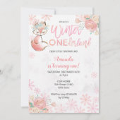 Fox Winter ONEderland Snow Verjaardag Uitnodigen Kaart (Voorkant)