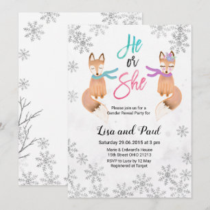 Fox Winter Silver uitnodiging voor genderonthullin