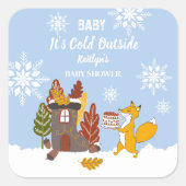 Fox Winter Snowflakes Baby shower cadeau Vierkante Sticker (Voorkant)