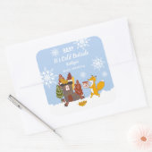 Fox Winter Snowflakes Baby shower cadeau Vierkante Sticker (Envelop)