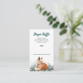 Fox Winter Woodland Baby shower Luier Raffle Informatiekaartje (Staand voorkant)