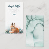 Fox Winter Woodland Baby shower Luier Raffle Informatiekaartje (Voorkant / Achterkant)