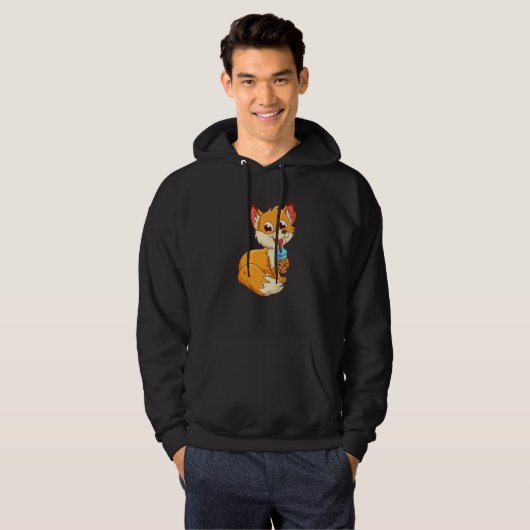 Fox with bubbel tea bubbeltea fox children  1 hoodie (Voorkant volledig)