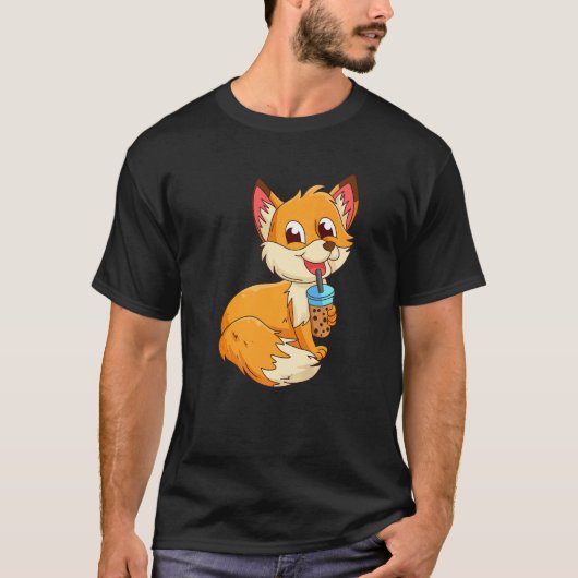 Fox with bubbel tea bubbeltea fox children  1 t-shirt (Voorkant)