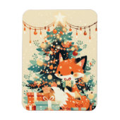 Fox with Christmas Tree and Gifts Magneet (Verticaal)