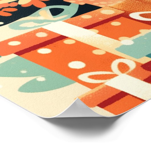 Fox with Christmas Tree and Gifts Poster (Hoek)