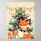 Fox with Christmas Tree and Gifts Poster (Voorkant)
