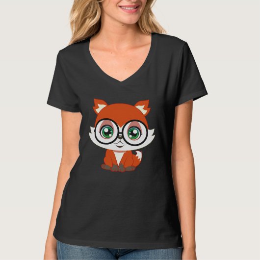 Fox with Glasses cutie Pet Nerd Nerdy Man Woman Ki T-shirt (Voorkant)