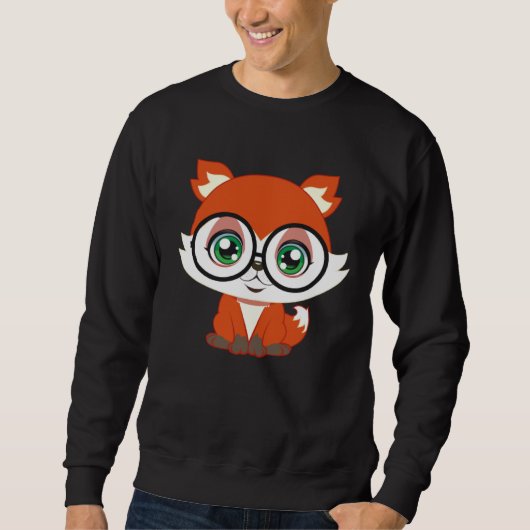 Fox with Glasses cutie Pet Nerd Nerdy Man Woman Ki Trui (Voorkant)