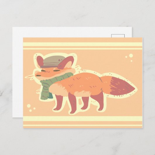 Fox with Hat and Scarf Postcard Briefkaart (Voorkant / Achterkant)
