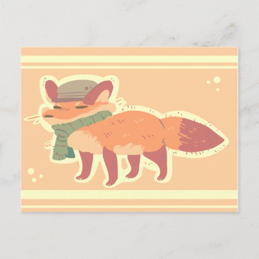 Fox with Hat and Scarf Postcard Briefkaart (Voorkant)
