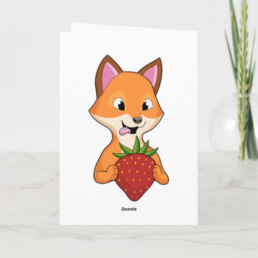 Fox with Strawberry Kaart (Achterkant)