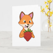 Fox with Strawberry Kaart (Gele Bloem)