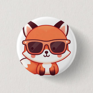 fox with sunglasses ronde button 3,2 cm