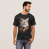 Fox Witte Wolf Herfst bladeren Dier Kunstwerk Fox T-shirt (Voorkant volledig)