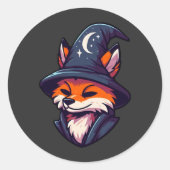 Fox Wizard - Magische fantasie Ronde Sticker (Voorkant)