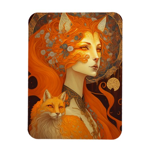 Fox Woman Fantasy Art Magneet (Verticaal)
