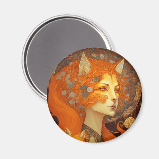 Fox Woman Fantasy Art Magneet (Voorkant / Achterkant)