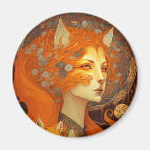 Fox Woman Fantasy Art Magneet (Voorkant)
