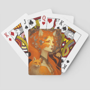Fox Woman Fantasy Art Pokerkaarten