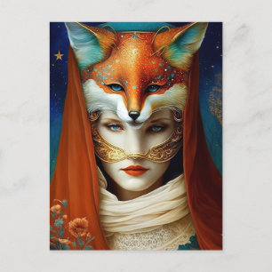 Fox Woman Surreal Fantasy Art Briefkaart