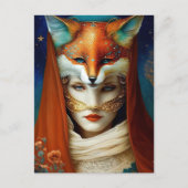 Fox Woman Surreal Fantasy Art Briefkaart (Voorkant)
