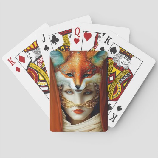 Fox Woman Surreal Fantasy Art Pokerkaarten (Achterkant)