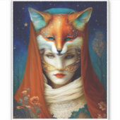 Fox Woman Surreal Fantasy Art Sticker (Voorkant)