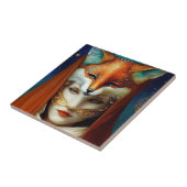 Fox Woman Surreal Fantasy Art Tegeltje (Zijkant)