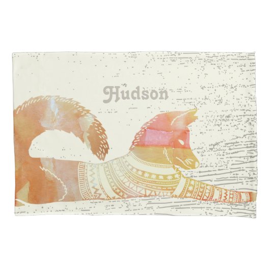 Fox Wood Texture van de Zaal van de jongen Kussensloop (Voorkant)