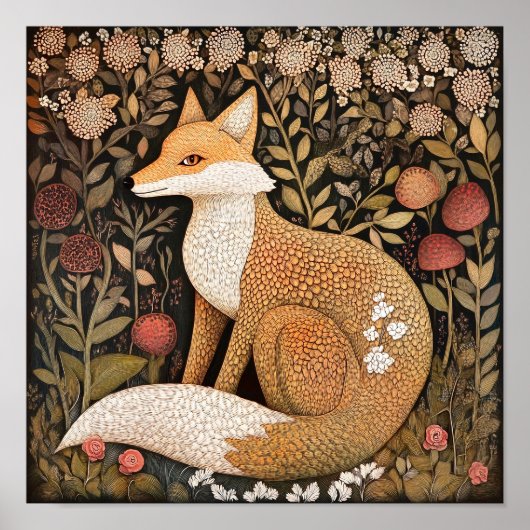 Fox Woodland Animal Art Painting Poster (Voorkant)