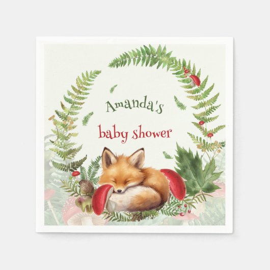 Fox Woodland Animal baby shower Servet (Voorkant)