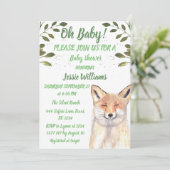 Fox Woodland Animal Green Rustic Baby boy douche Kaart (Staand voorkant)