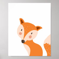 Fox Woodland Animal Nursery Wall Art Print