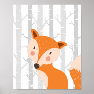Fox Woodland Animal Nursery Wall Art Print