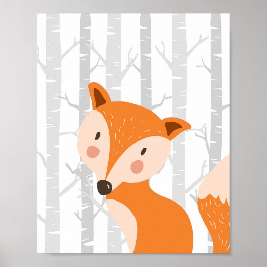Fox Woodland Animal Nursery Wall Art Print (Voorkant)