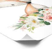 Fox, Woodland Animals, Boho, Roze Bloemen Foto Afdruk (Hoek)