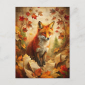  Fox Woodland Autumn verlaat Natuur Briefkaart (Voorkant)