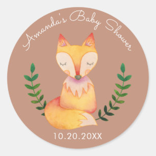Fox Woodland Baby shower Favor Tags Sticker