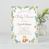 Fox, Woodland Baby shower Invitation Kaart (Staand voorkant)