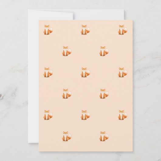 Fox, Woodland Baby shower Invitation Kaart (Achterkant)