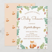 Fox, Woodland Baby shower Invitation Kaart (Voorkant / Achterkant)