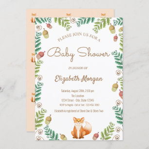 Fox, Woodland Baby shower Invitation Kaart