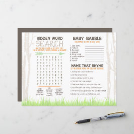 Fox Woodland Baby shower Placemat Activiteitenblad