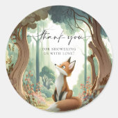 Fox Woodland Baby Shower Ronde Sticker (Voorkant)